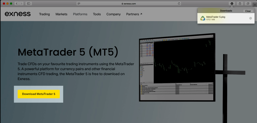 Download MT5 for Mac from the Exness Official Website